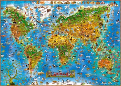 《拼圖家》木質拼圖1000片-世界地圖動物趣味版