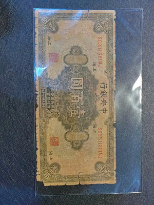 民國17年中央銀行100元，上海地名券，美國鈔票公司版，品相