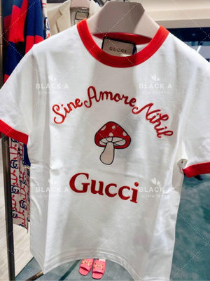 【BLACK A】Gucci 23SS新款 美式復古風蘑菇刺繡/印花短袖T恤 價格私訊