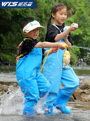 現貨- 兒童玩水服揹帶連身下水褲水鞋男女小孩趕海專用裝備玩沙半身衣服