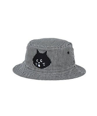 JYUN'S 日本可愛驚訝貓咪ne-net豎條紋刺繡合作款遮陽休閒漁夫帽子 2色 預購