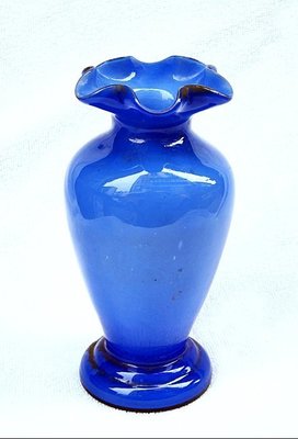 藍色老玻璃花瓶手工玻璃藝術品玻璃花器媲美琉璃【心生活美學】