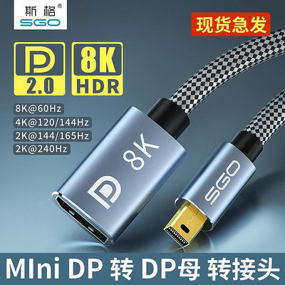 斯格Mini DP轉DP2.0母轉接頭8K 60Hz公對母轉接器240Hz兼容1.4版