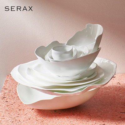 特價！NEW ㊣比利時Serax白色不規則骨瓷餐具盤子碗西餐盤甜品碟荷葉盤