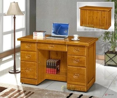 【DYL】雄獅4.5尺樟木色實木書桌、寫字桌、辦公桌(免運費)120A