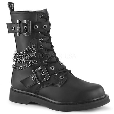 Shoes InStyle《一吋》美國品牌 DEMONIA 原廠正品龐克歌德鍊條10孔馬丁靴 戰鬥靴 有大尺碼『黑色』