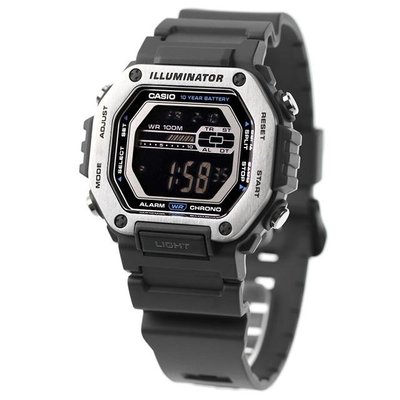 【金台鐘錶】CASIO卡西歐 10年電力 不鏽鋼外殼 (橡膠錶帶) (黑面) 運動錶 金屬風質感 MWD-110H-8B