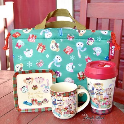 Ariel Wish日本東京迪士尼聖誕節達菲熊Duffy雪莉玫傑拉東尼Stella史黛拉兔兔保溫便當袋野餐袋手提袋-現貨