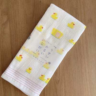 乾媽店。日本製 Kontex 黃色小鴨 手繪風格 純棉紗布巾 長毛巾 運動毛巾 超柔軟
