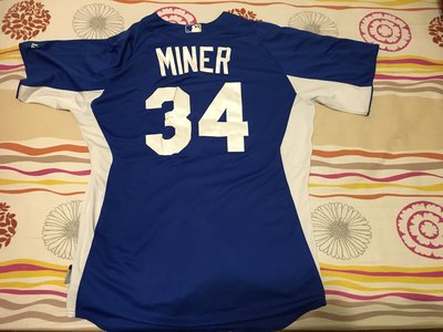 MLB 2012 KC ROYALS #34 MINER GAME USED BP JERSEY SIZE:48