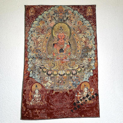 極致優品 古董收藏01西藏唐卡佛 織錦絲綢繡機繡尼泊爾唐卡度母像 觀音菩薩像 條幅 FG808