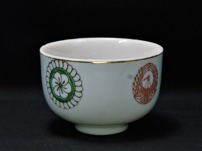 早期日本昭和時代 色繪描金團鶴團花紋 小島號茶杯 有款 日治 陶瓷茶器 茶道具 民藝 古民具52041