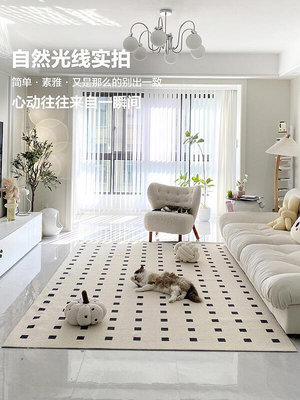 羊毛黑石公寓法式輕奢地毯客廳意式極簡沙發毯臥室時尚高級感