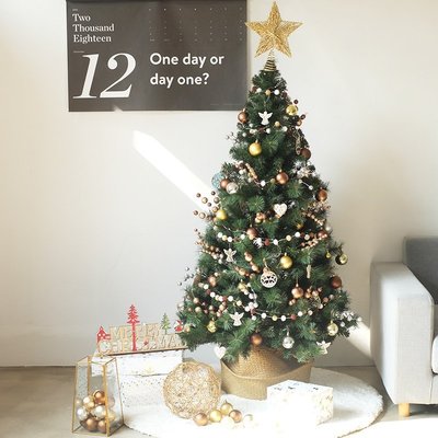 特賣- BG歐美INS風金色棕色系咖色圣誕樹套裝圣誕裝飾美陳布置商業櫥窗