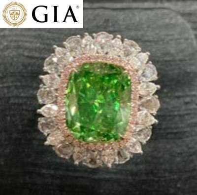 【台北周先生】天然Fancy綠色鑽石 10.08克拉 Even分佈 18K金華麗美戒 送GIA證書