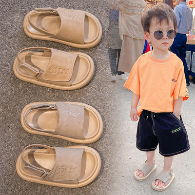 兒童休閒涼鞋 夏季新款 男孩沙灘鞋 女童鞋子 軟底兩穿鞋 兒童潮牌-滿599免運 巴卡巴卡
