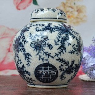 INPHIC-歐式裂紋青花瓷陶瓷罐帶蓋 裝飾罐 陶瓷擺飾 家居擺設