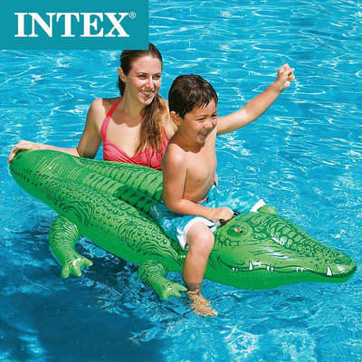 水上設備 游泳 intex58546鱷魚座騎 單人兒童水上充氣玩具 游泳泳具