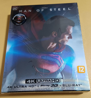 (現貨,全新未拆,正版韓版,已絕版,4K UHD+3D+2D藍光BD三碟限量3D幻彩封面鐵盒版)超人:鋼鐵英雄Man of Steel(台灣繁體中文字幕)