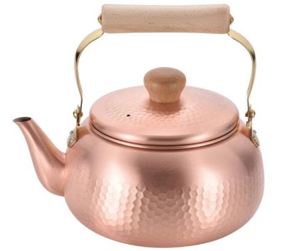 18759c 日本製 好品質 限量品  純銅黃銅製 木頭手把 開水壺煮茶壺泡茶壺熱水壺提把水壺 送禮禮品
