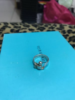 正品 Tiffany&amp;Co蒂芬妮925純銀  珠扣戒指 4.5號