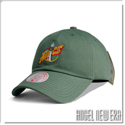 【ANGEL NEW ERA】Mitchell & Ness NBA 西雅圖 超音速 復古 LOGO 深綠色 軟板 老帽
