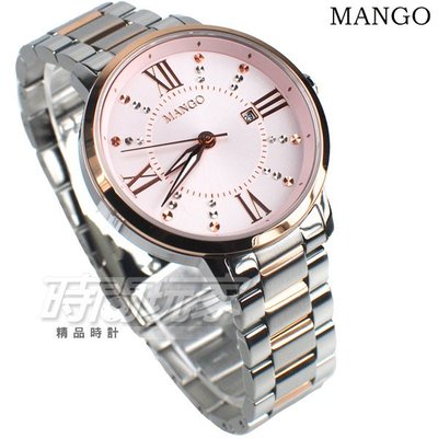 (活動價) MANGO 原廠公司貨 浪漫清新 羅馬時刻 不鏽鋼女錶 半玫瑰金x粉 MA6734L-10T【時間玩家】