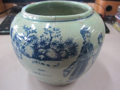 二手舖 NO.1742 陶瓷花瓶 酒甕 手繪圖樣 古早收藏
