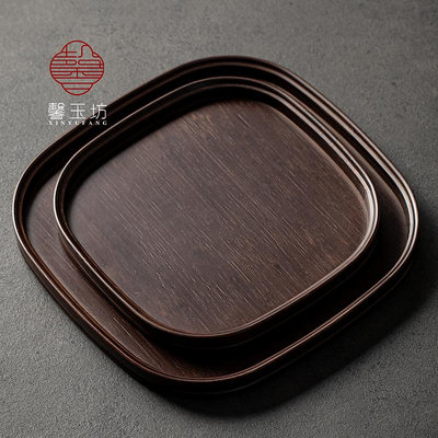 日式全竹四方形圓角托盤放茶杯水杯子茶盤家用現代小型茶海干泡台