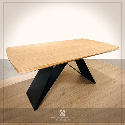 TC-41 白橡木皮造型桌(M字腳) 【光悅制作】#餐廳  #木皮餐桌 #長桌 #設計傢俱
