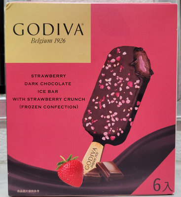 【小如的店】COSTCO好市多代購~GODIVA 歌帝梵 草莓脆碎黑巧克力雪糕/冰棒(70g*6入) 135362