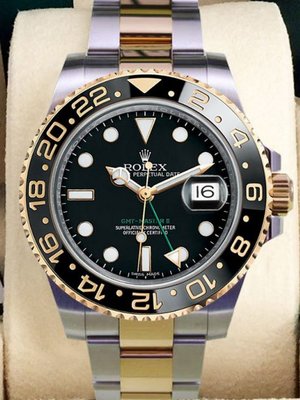 重序名錶 ROLEX 勞力士 Gmt-MasterⅡ 格林威治Ⅱ 116713LN 半金 GMT兩地時間 自動上鍊腕錶