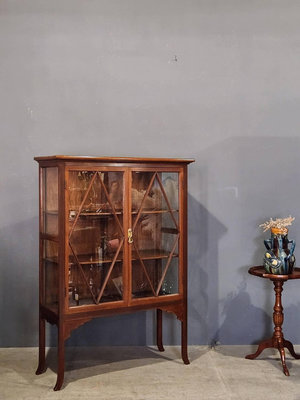 19世紀 英國 細膩 桃花心木 雙開玻璃門 書櫃 展示櫃 古董櫃 ca1007【卡卡頌  歐洲古董】✬