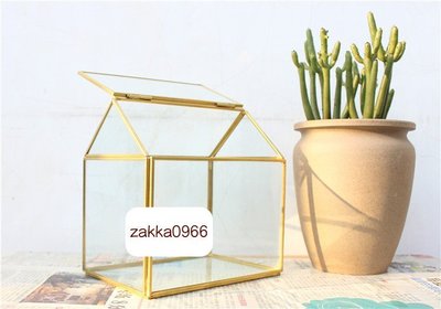 Boo zakka 房子 玻璃箱 玻璃盒 微景觀花器 黃銅 金屬 金色 花器 拍照道具 LBO01K3