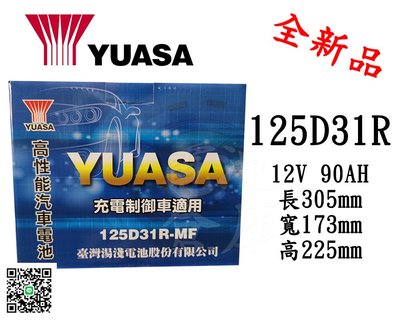 ＊電池倉庫＊全新湯淺YUASA加水汽車電池 125D31R(75D23R加強)