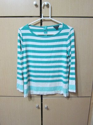 衣市藍~NAUTICA 女寬圓領七分袖T恤 (S~) (220907)