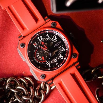 【時光鐘錶公司】ROMAGO 雷米格 RM097-RD 碳霸系列 超級碳纖自動機械腕錶 機械錶男錶手錶生日禮