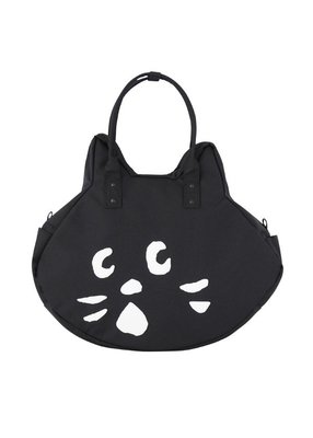 日本Nya新款ne-net潮流驚訝猫咪女裝黑色拉鍊單肩包手提包大容量猫頭包