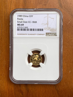 【二手】1989年1/20盎司熊貓金幣僅此一枚(NGC在錄)NG 錢幣 紀念幣 評級幣【廣聚堂】-715