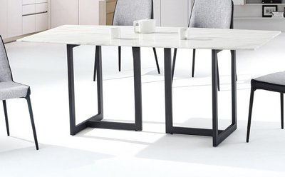 【N D Furniture】台南在地家具-工業風黑砂鐵腳座人造石面桌面150cm餐桌YQ