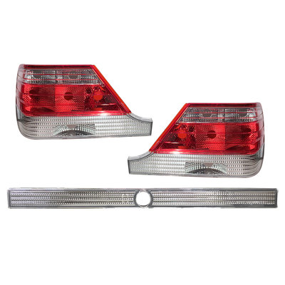 卡嗶車燈 適用BENZ 賓士 W140 94 95 96 97 98 W140 大水牛 鹵素燈泡 紅白晶鑽尾燈含中飾板
