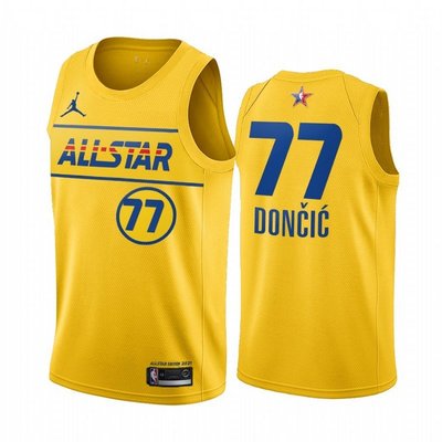 盧卡·唐西奇(Luka-Doncic)NBA 2021全明星賽球衣 熱轉印款式 77號 黃色