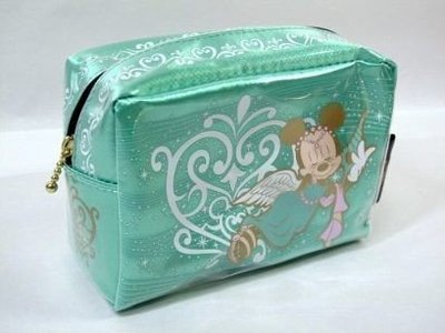 Ariel's Wish-日本東京迪士尼浪漫巴黎羅馬女神米妮豎琴湖水綠薄荷綠tiffany藍綠色-防潑水化妝包收納袋筆袋