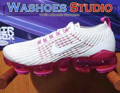 Washoes Nike Air VaporMax Flyknit 3.0 白 粉紅 AJ6910-005 女鞋 慢跑鞋