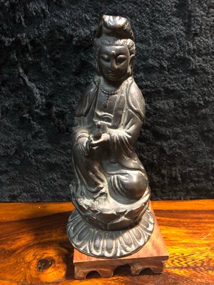 『華山堂』古董文物 早期收藏 老件 日式觀音相 觀音  觀世音菩薩 落款 大明宣德 老件銅器