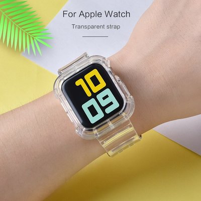 森尼3C-於Apple Watch 6 Se 5/4 40mm 44mm 蘋果手錶錶帶 Apple Watch透明錶帶矽膠錶帶-品質保證
