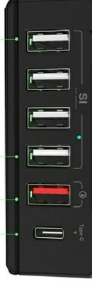 ☆偉斯科技☆6個PORT USB3.0快充盒支援QC30介面 買就贈送手機充電線集線器 高速傳輸3.0A  HUB