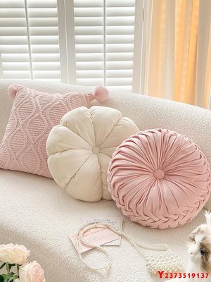 熱銷 ins粉色臥室床頭抱枕靠墊客廳沙發靠枕抱枕套圓形蒲團坐墊