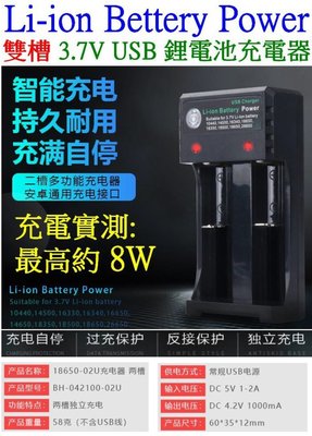 【購生活】2槽 4.2V 3.7V 8W USB 轉燈 智能充電器 鋰電池充電器 電池充電器 18650 10440