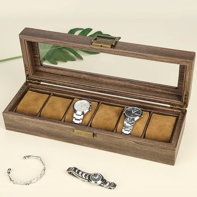 手錶盒 手錶收納盒 手錶展示盒 收藏錶盒 首飾品盒 新款6位木紋復古手表收納展示盒6只裝表盒 手表盒TY016